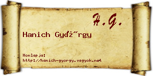 Hanich György névjegykártya